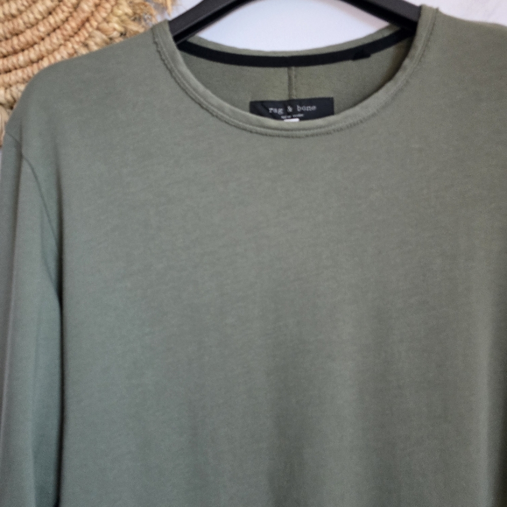 Rag & Bone Mens Rupert Green Long Sleeve Cotton Crewneck Tee Pullover SZ Medium - Picture 4 of 13